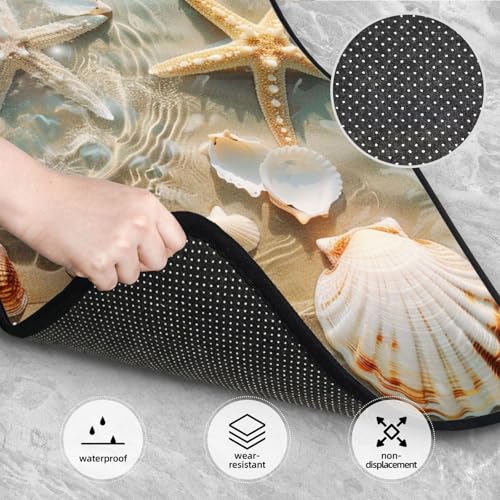 Universal Fit Car Floor Mats, Summer Seaside Starfish Beach Theme Set of 4pcs Car Carpet Fit for SUV, Vans, Sedans, Trucks - color: Summer Seaside