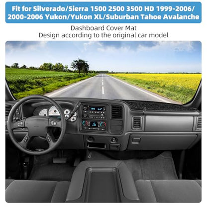 Dash Cover Mat for Chevy Chevrolet Silverado/GMC Sierra 1500 2500 3500 HD 1999-2006 Non-Slip Dashboard Cover Mat for GMC Yukon/Yukon XL/Chevy Suburban Tahoe Avalanche 2000-2006 Protector Accessories - size: Compatible with Avalanche 2000-2006