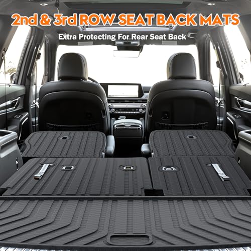 KUST Cargo Mat for 2020-2025 Kia Telluride 7 Seats, Rubber Rear Trunk Liner with 2nd/3rd Row Backrest Kick Mat for Telluride Accessories High Edge Cover All Weather Protection - style: Telluride 2020-2025 │ Trunk + Backrest Mat