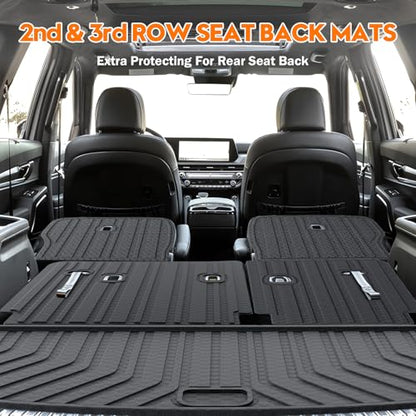 KUST Cargo Mat for 2020-2025 Kia Telluride 7 Seats, Rubber Rear Trunk Liner with 2nd/3rd Row Backrest Kick Mat for Telluride Accessories High Edge Cover All Weather Protection - style: Telluride 2020-2025 │ Trunk + Backrest Mat