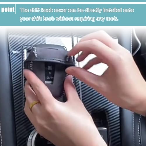 Great-luck Genuine Leather Automatic at Gear Shift Knob Cover Protector Trim,The car Interior Accessories(Beige+Black) for Mitsubishi Outlander 2022 2023 2024 2025 2026 Outlander PHEV 2023-2025 2026