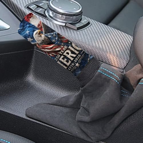 KEIAHUAN Car Handbrake Cover with Gear Shift Knob Cover Set Women Men 250 Years American Flag Universal Fits for Most Sedan Truck SUV Van Anti-Slip Universal Case Sleeve - color: 250 Years American Flag