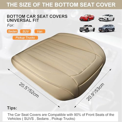 BWTJF 2 Pack Front Car Seat Bottom Covers, Universal Auto Seat Cushions, Nappa Leather Full Wrapping Edge Compatible with Most of Vehicles - SUVs/Sedans/Pickup Trucks, Beige - color: Beige, size: StyleA-Stripes
