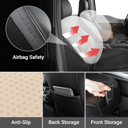 Coverland Custom Fit Car Seat Covers for SUV Compatible with [RX 350, RX 450hL, NX 350, Q5 Sportback, Nautilus] Premium Waterproof Non-Slip Interior Seat Protector [Front Black- Size Chart A14]