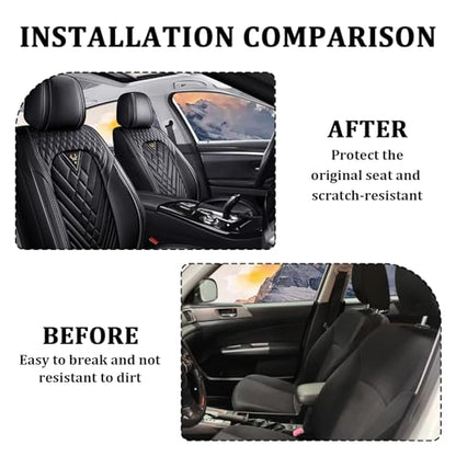 Car Seat Covers Front Seats for Honda Civic 2000-2026, Waterproof Nappa Leather Car Seat Cover, Full Coverage Car Seat Covers Sets(2 Seats/Black) - color: Black 2 Seats, size: Honda Civic 2000-2026