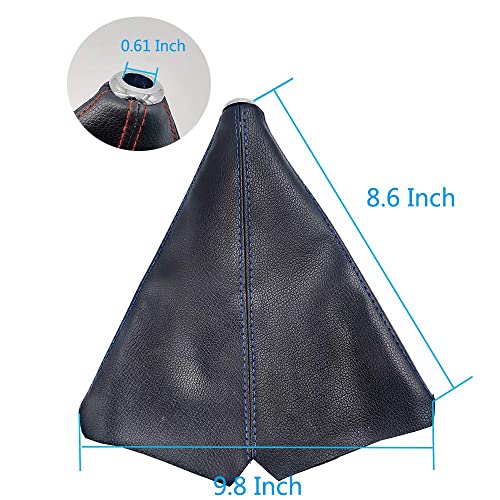 Universal Car Shift Knob Boot Dust Cover, Shift Boot Cover, Made of Black Pu Leather with Black Seams Red Seams and Blue Seams (Blue/ABS)