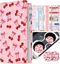 Slohif Car Registration and Insurance Holder - Cherry Vehicle Glove Box Organizer Women with Magnetic Shut Leather Automobile License Holders Coasters Auto Accessories Case for Document - color: Cherry Bow