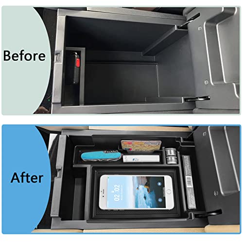 Center Console Organizer Tray Compatible with Nissan Pathfinder Accessories 2022 2023 2024 2025 2026 R53 Interior Secondary Armrest Storage Glove Box Divider ABS Material, Black Trim