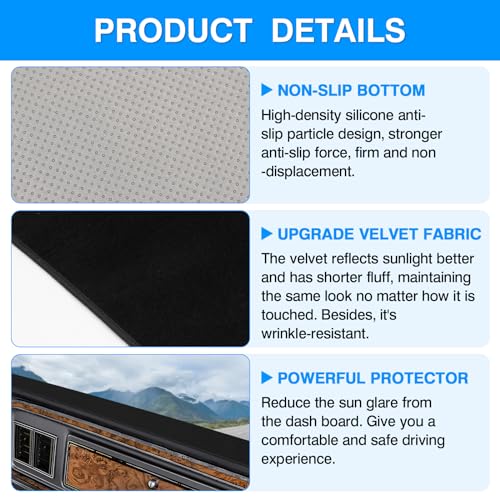 Autorder Dashboard Cover Mat for 1973-1977 1978 1979 Ford F100/F150/F250/F350/Bronco Pickup Truck Accessories Dash Cover Upgrade Velvet Dash Mat Sunshade Glare UV Rays Protector - size: 1973-1979 F100 150 250 350