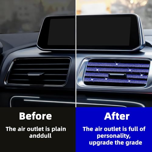NBTEPEM Bling Car Air Conditioner Decoration Strip for Vent Outlet, 10 PCS Universal Rhinestone Car Vent Outlet Trim Decorations, Bling Interior Accessories for Women and Girls (Blue) - color: Blue