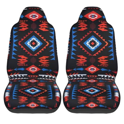 Western Car Seat Covers Abstract Geometry Ethnic Front Auto Seat Cover Navajo Southwest Car Bucket Seats Protector Covers Universal fit for SUV Sedan Van Trucks, Black - color: Western