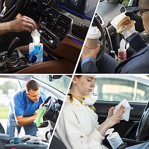 Car Tissues Cylinder 4 Packs Round Tissue Box Holder Fit for Car Cup Holder, Home Small Tissue Dispenser with Facial Tissues for Car Bathroom Office Travel - color: Ct-23001