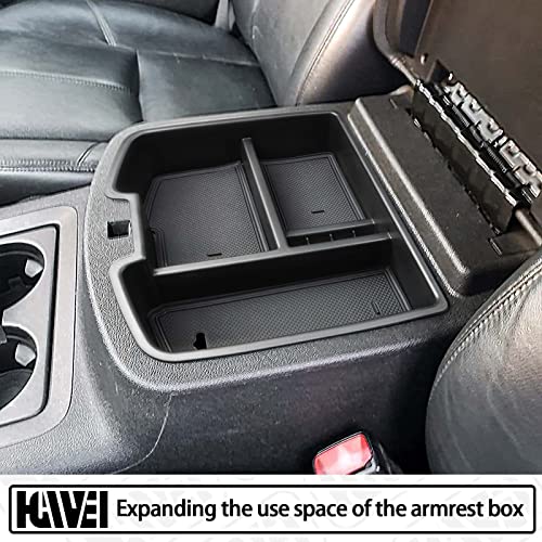 HGWEI Center Console Organizer Compatible with 2007-2014 Chevy Silverado GMC Sierra Avalanche Tahoe Suburban Yukon Yukon XL Accessories, Floor Mounted Center Console ONLY, Black Trim - color: black