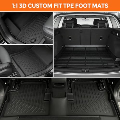 Floor Mats for Ford Escape 2013-2019, Custom Fit Heavy Duty TPE All Weather Protection, Waterproof Non-Slip Black Car Liners for Front & Rear (Two-Row Floor Mats & Cargo Liner) - style: 06) For Ford Escape | 2013-2019 | Full Set