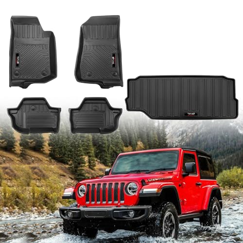 for 2018-2025 2026 Jeep Wrangler JL 2 Door Custom Floor Mats & Cargo Trunk Liner Accessories All Weather TPE Rubber Protection Mat (for 2018-2026 Jeep Wrangler JL 2 Door) - color: for 2018-2026 Jeep Wrangler JL 2 Door