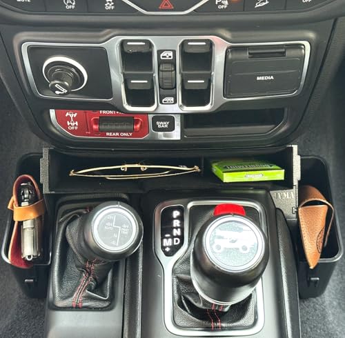 Center Console Organizer Tray Gear Shift Storage Hook 3 PCS Assemble | for Jeep Gladiator 2020-2026 and Jeep Wrangler JL JLU 2026 2025- 2018 Rubicon Sahara 4xe Interior Accessories US Patent