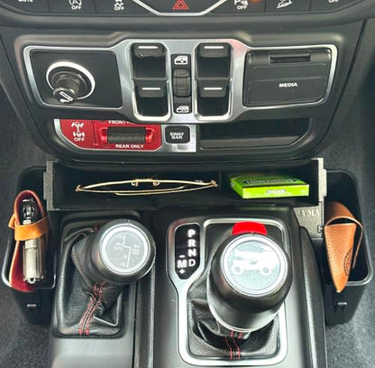 Center Console Organizer Tray Gear Shift Storage Hook 3 PCS Assemble | for Jeep Gladiator 2020-2026 and Jeep Wrangler JL JLU 2026 2025- 2018 Rubicon Sahara 4xe Interior Accessories US Patent