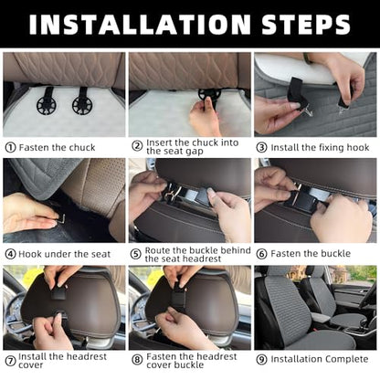 Linen Car Seat Covers Front Seat Covers - 2 PCS Durable & Non-Slip Breathable Cloth Fabric Car Seat Protector, Universal Fit for Most Automotive, Vans, SUVs, Trucks - Dark Gray - color: Dark Gray with Backrests 2 Pcs