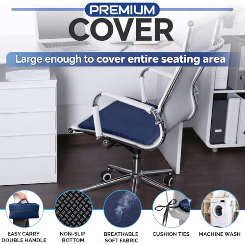 Large Gel Seat Cushion for Long Sitting, Cooling Gel Cushion for Office Chair, Tailbone Sciatica Coccyx Pain Pressure Relief Orthopedic Seat Cushion, Double Handles Non Slip Cover for Car Wheelchair
