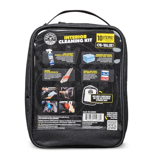 Chemical Guys Interior Cleaning Kit with Storage Bag Total Interior Cleaner Microfiber Towels Detailing Brushes and Sticky Gel Giftable Car Care Set - 10 Items - style: KIT + BAG