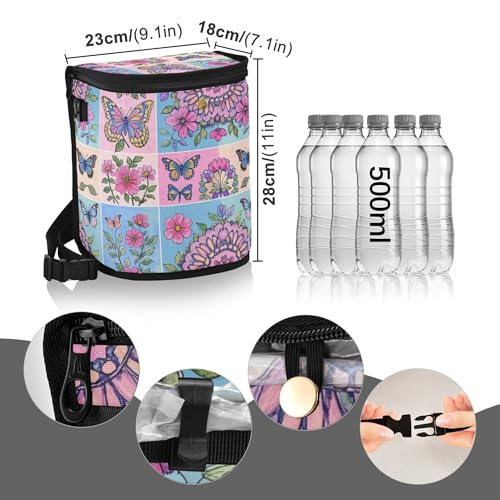 MNSRUU Car Trash Can with Lid, Flowers Butterflies Spring Car Trash Bag Hanging Organizers and Storage for Front Back Seat, Leak-Proof Trash Bin - color: Butterflies A17685