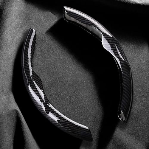Car Steering Wheel Cover Universal Carbon Fiber 2PCS Segmented Waterproof Steering Covers Comfortable Easy Install All-Season Use(Black)