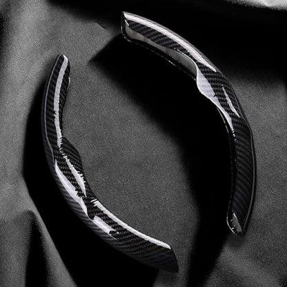 Car Steering Wheel Cover Universal Carbon Fiber 2PCS Segmented Waterproof Steering Covers Comfortable Easy Install All-Season Use(Black)