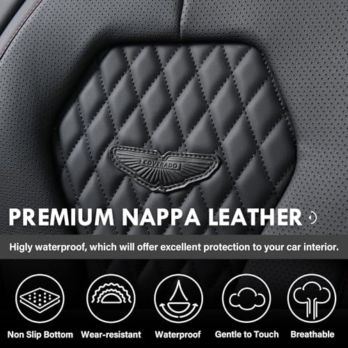 Coverado Automotive Seat Covers, Leather Seat Covers Front Seat, Black Car Seat Covers, Luxury Car Seat Covers, Seat Cushion, Front Driver Seat Covers, Car Seat Protector Universal Fit Most Cars - color: Redline/Black, size: FrontPair