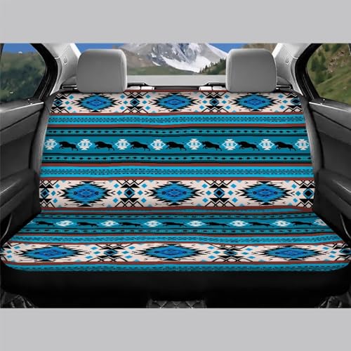WELLFLYHOM Aztec Buffalo Rear Bench Seat Cover for Cars Truck SUV Universal Car Seat Covers Car Accessories Split Back Seat Backrest Protector Set of 2 Blue - color: Aztec Buffalo Blue