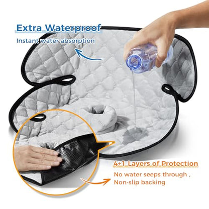2 Pack Car Potty Training Seat Protector, Waterproof Toddler Car Seat Potty Training Cover, Piddle Pads & Liners for Baby Stroller, Booster & Travel,Non-Slip Pee Protector for Carseat (Grey)