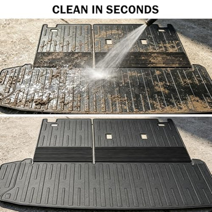Full Interior Protection Floor Mats for Toyota Grand Highlander 2024-2026(7 Seater Only), 3 Row TPE Liners with Seat Back Covers & Cargo Liner, Fold Flat Waterproof All Weather - size: full set mats for GH