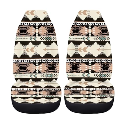 Howilath Aztec African Tribal Car Seat Cover Set of 2 Universal Fit Elastic Front Seat Cover Split Auto Accessories Fit Most Vehicle Easy to Install - color: Aztec African Tribal