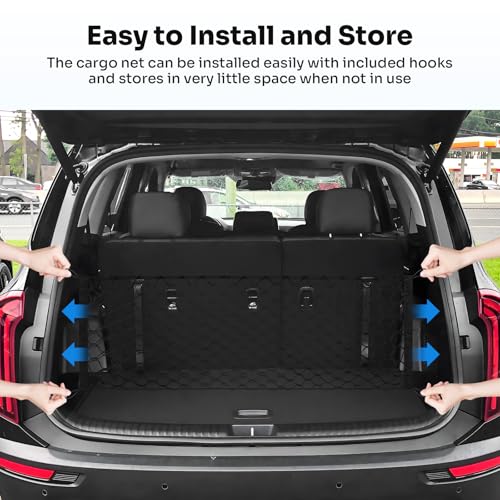 Canvcle Trunk Cargo Net for 2020-2026 Kia Telluride Accessories Envelope Style Mesh Trunk Net Organizer and Storage Stretchable Adjustable Elastic Nylon Rear Cargo Netting with Hooks - style: for Kia Telluride