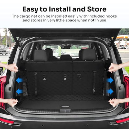 Canvcle Trunk Cargo Net for 2020-2026 Kia Telluride Accessories Envelope Style Mesh Trunk Net Organizer and Storage Stretchable Adjustable Elastic Nylon Rear Cargo Netting with Hooks - style: for Kia Telluride