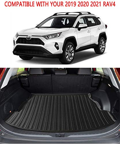 RAV4 Cargo Liner - Compatible with RAV4 2019 2020 2021 2022 2023 2024 2025 Models,All-Weather Rear Trunk Tray Cargo Mats Custom Fit for Toyota RAV-4,3D Tech Waterproof Durable Flexible Accessories - color: 3）For Toyota RAV4（2019-2025）Trunk mat