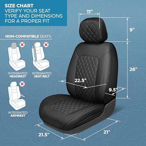 MotorBox Prestige Edition Napa Leather Seat Covers Full Set – Black Car Seat Covers Front Seats and Back Car Seat Protector, Waterproof and Universal Fit for Most Small to Medium Autos, Trucks & SUVs - color: Black Full Set