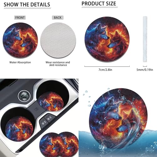 Galaxy Animal Wolf Car Rear Bench Protective Seat Car Seat Covers Full Set 12 Pcs Auto Interior Accessories Steering Wheel Cover Car Seat Covers Headrest Covers Universal Fit - color: Galaxy Animal Wolf