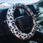 ZHOL Plush Leopard Cheetah Steering Wheel Cover, 15 Inch Universal Fit, Soft Warm Winter Cover with Non-Slip Grip, Heat & Cold Protection Easy Install Fuzzy Cover for Car SUV Truck (Black White) - color: Cheetah White