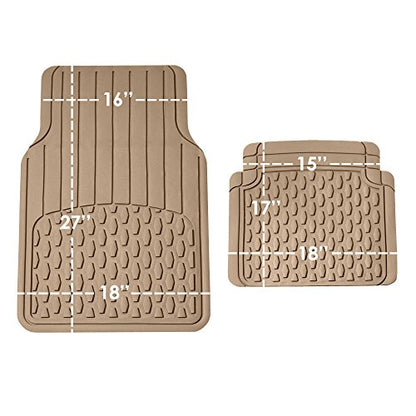 FH Group 4 Piece Liners Trimmable Climaproof™ Vinyl Car Floor Mats- Full Set with Premium Trimmable Vinyl Cargo Liner- Universal Fit for Cars Trucks and SUVs (Beige) - color: Beige