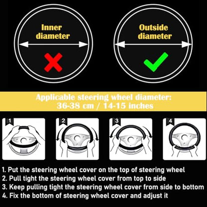 Elastic Stretch Steering Wheel Cover Universal 15 inch Steering Wheel Covers Soft Microfiber Leather Breathable Anti-Slip Durable Car Accessories Fit for Suvs, Vans, Trucks - Blue - color: Blue