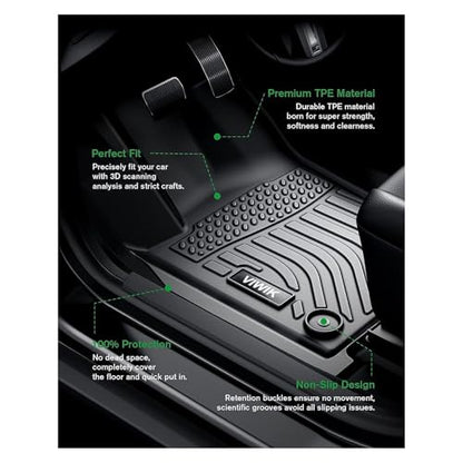 VIWIK Floor Mats for Toyota Tacoma 2018 2019 2020 2021 2022 2023 (Only for Double Cab) Automotive All Weather Custom Fit Floor Liner for 1st and 2nd Row Car Mats TPE Black - style: for 2018-2023 Toyota Tacoma