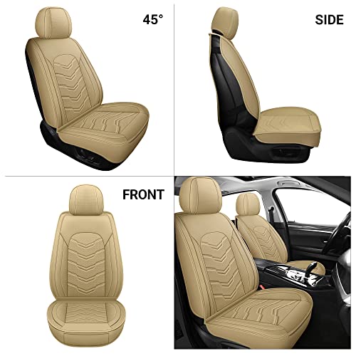 Leather Car Seat Covers Universal fit Most Sedans SUV Trucks (Front Seat, Beige) - color: BEIGE, size: FRONT PAIR
