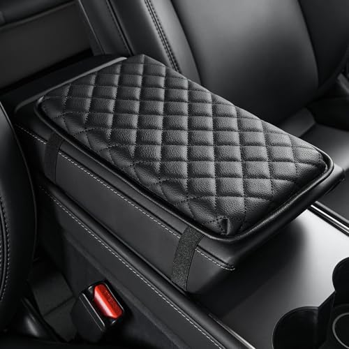 JOYTUTUS Universal Center Console Cover, Leather Arm Rest Covers Armrest Cover for Car, Middle Console Cover Lid, Car Arm Rest Cushion Pad for Most Vehicle, SUV, Car, Sedan, Car Black Accessories - color: Black, size: 12.01" x 6.89"