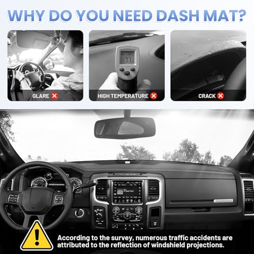 Sunsdrew Dash Cover for 2010-2018 Dodge Ram 1500 2500 3500 Dashboard Cover Mat for Ram Suede Dash Mat Accessories Sun Shade Nonslip Mesh Protector No Glare(Without Hud) - size: 10-18 Dodge Ram Dash Cover