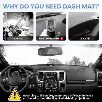 Sunsdrew Dash Cover for 2010-2018 Dodge Ram 1500 2500 3500 Dashboard Cover Mat for Ram Suede Dash Mat Accessories Sun Shade Nonslip Mesh Protector No Glare(Without Hud) - size: 10-18 Dodge Ram Dash Cover