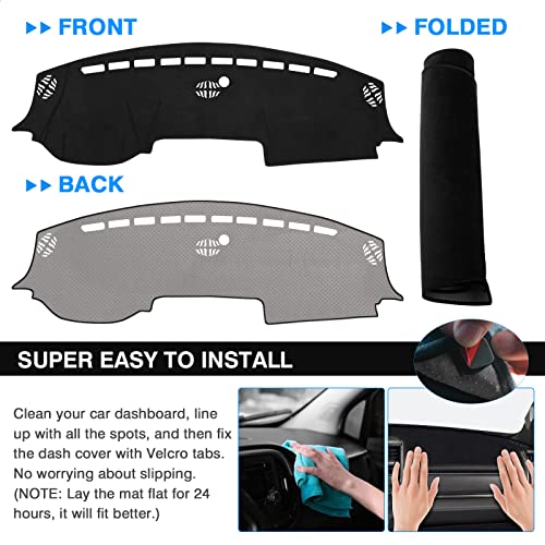 Autorder Dashboard Cover Mat for 2019-2023 2024 2025 2026 Dodge Ram 1500 2500 3500 Accessories Dash Cover Flannel Dash Mat Sunshade Glare UV Rays Protector Black - size: 2019-2026 Dodge Ram