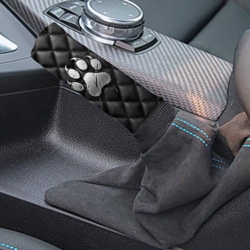 2 Piece Car Gear Shift Knob Cover and Handbrake Covers Set for Women Men, Bear Paw Printed Non Slip Car Handbrake Cover with Gear Shift Protector Covers, Universal Fits - color: Black and Gray - Bear Paw