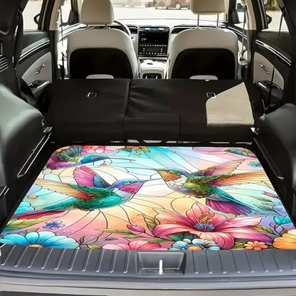 Universal Car Trunk Mat 29" x 39", Flowers and Birds All Weather Trunk Protection Cargo Liner, Durable Cargo Mat Rear Trunk Liner, Stylish Vehicle Interior Accessories Suitable for Most Car Models - color: Flowers and Birds