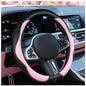 Car Steering Wheel Cover 2025, Universal Auto PU Cute Breathable Slip-Proof Comfort Imitation Leather Protector Cars Interior Accessories for Women Men Fit Most Vehicle (Pink)