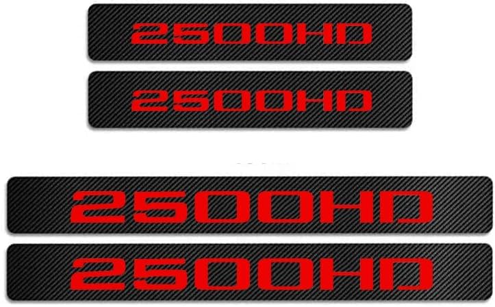 4Pcs Car Door Sill Protector Door Sill Scuff Plate Stickers Compatible with Sierra 2500HD (Red) - color: 2500HD (Red)